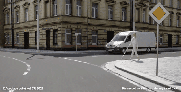 Jak se zachová řidič vozidla z výhledu odbočujícího na pozemní komunikaci vpravo?