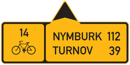 Směrová tabule pro cyklisty (přímo, vlevo nebo vpravo)