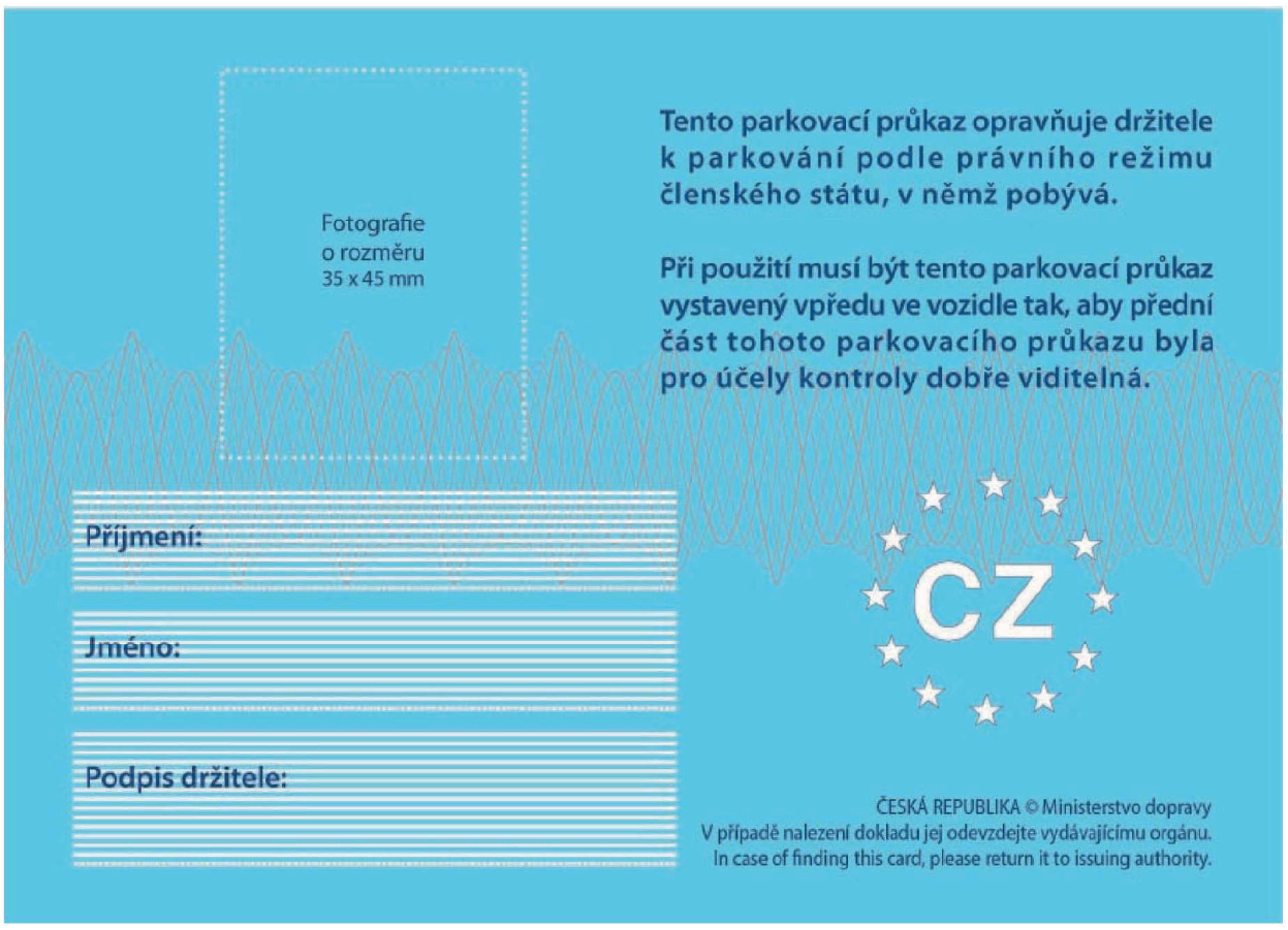 Parkovací průkaz označující vozidlo přepravující osobu těžce zdravotně postiženou – další vyobrazení