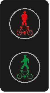 Dvoubarevná soustava se signály pro chodce a cyklisty