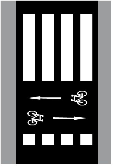 Přejezd pro cyklisty přimknutý k přechodu pro chodce
